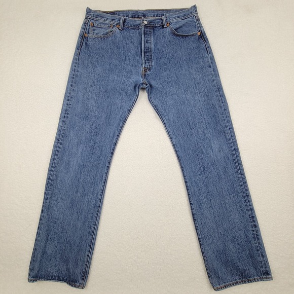 Levis 501XX Straight Leg Jeans Mens 36 x 32 Measures 35 x 30 100% Cotton Blue #2 - Picture 2 of 12